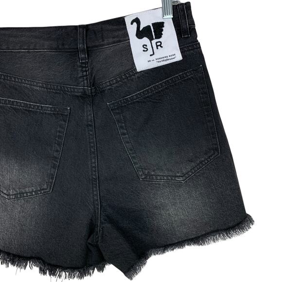 Sandrine Rose x Free People Jean Shorts Black High Rise Distressed Women's 26 - Picture 5 of 10